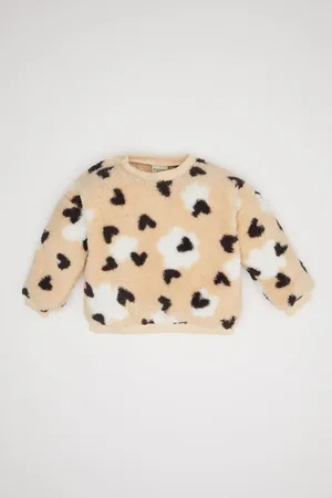 DeFacto Baby Mädchen Regular Fit Rundhalsausschnitt Herz Gemustert Welsoft Plüsch Sweatshirt Mit Weichem Federinnenseite D6196a5n für Damen - 9–12 Monate