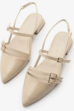 Marjin Ballerinas Mit Spitzer Zehenpartie, Riemchen, Offener Rücken Und Schal-schnalle, Sariva Aus Lackleder für Damen - 38