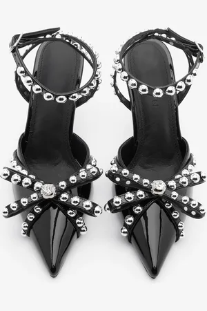 Marjin Schwarzes Lackleder Lerno – Stiletto-schuhe Mit Trock Und Steinschleife für Damen - 36
