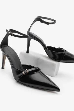 Marjin Schwarzer Stiletto – Schuhe Mit Spitzer Zehenpartie Und Schnallenabsatz - 40