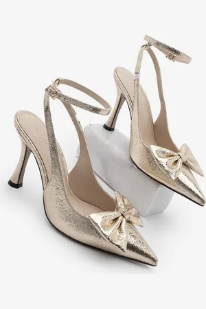 Marjin Laverta Gold – Stiletto-schuhe Mit Knöchelriemen Und Schleifendetail - 36
