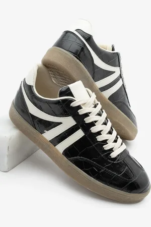 Marjin Medon Black Croco Sneaker – Schnür-sportschuhe für Damen - 38