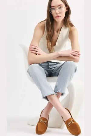YAYA Loafer Aus Leder Mit Hellbrauner Schnalle für Damen - 38