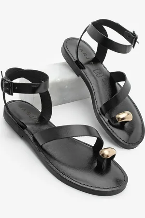 Marjin Sandalen Aus Schwarzem Leder Mit Schnalle Und Knöchelriemen, Rinat für Damen - 37
