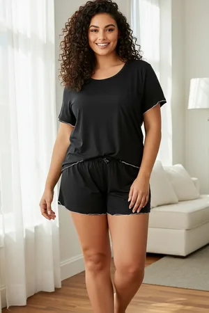 Trendyol Schwarzes Baby-overlock-pyjama-set Mit Detaillierten Strickmustern für Damen - 6XL