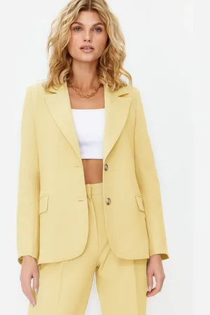 Trendyol Gelbe, Gewebte Blazerjacke Mit Regulärem Futter In Limitierter Auflage für Damen - 36