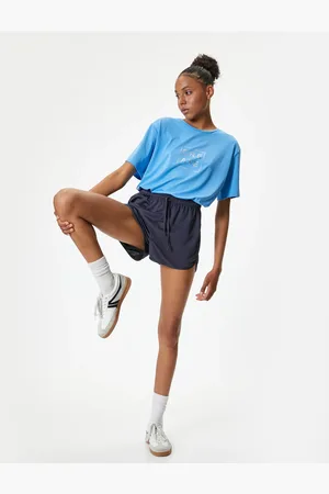 Koton Übergroßes Sport-t-shirt Mit Rundhalsausschnitt Und Slogan-aufdruck, Kurze Ärmel für Damen - M