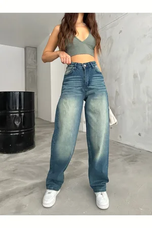 BİKELİFE Locker Geschnittene, Bequeme Baggy-jeanshose Mit Weitem Bein für Damen - 42