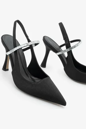 Marjin Schuhe Mit Stiletto-absatz, Spitzem Zehenbereich, Riemchen Und Offenem Rücken, Lovan-schuhe Aus Schwarzem Satin für Damen - 38