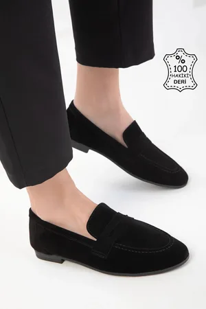 SOHO Schwarze Wildleder-echtleder-loafer-schuhe für Damen - 39