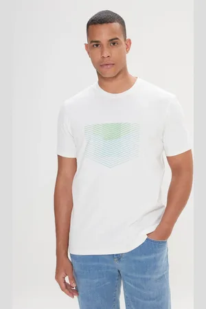 Altınyıldız Classics Weißes Slim Fit T-shirt Aus Baumwolle Mit Flexiblem Aufdruck Und Rundhalsausschnitt für Herren - S
