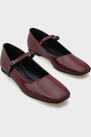 Capone Outfitters Margin Jane Ballerinas Aus Burgunderfarbenem Lackleder Mit Stumpfer Zehenpartie Und Gebändertem Rand für Damen - 38