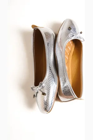 Capone Outfitters Hana Trend Silver Ballerinas Mit Schleife für Damen - 40