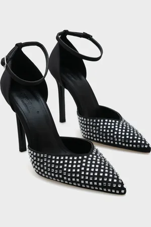 Capone Outfitters Raine Heeled Pointed Toe Stone Ankle Strap Stilvolle Schuhe für Damen - 39