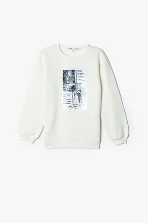 Koton Sweatshirt Atatürk Bedruckt Mit Pailletten Und Langen Ärmeln für Damen - 11–12 Jahre