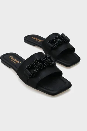 Capone Outfitters Katlin Hausschuhe Mit Flachem Absatz Und Stumpfer Zehenpartie Aus Satin für Damen - 38
