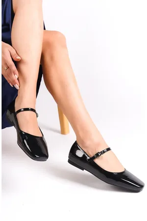 Capone Outfitters Margin Jane Ballerinas Aus Schwarzem Lackleder Mit Stumpfer Zehenpartie für Damen - 38