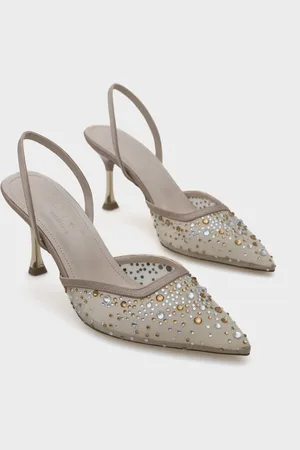 Capone Outfitters Rhona Mid Heeled Mesh Complete Stone Metal Heeled Stilvolle Schuhe für Damen - 38