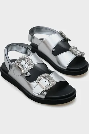 Capone Outfitters Mariel Stone Komfortsandalen Mit Doppelter Schnalle Und Klettverschluss Hinten für Damen - 38