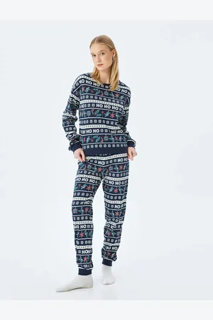 Koton Bedrucktes Baumwoll-pyjama-set Mit Neujahrsmotiv für Damen - XL