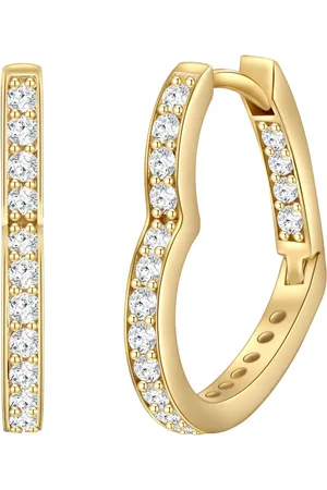 Rafaela Donata Silberohcreolen Creolen Sterling Silber Gelbgold Zirkonia Weiß für Damen - One Size
