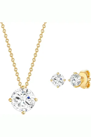 Rafaela Donata Perlenohrhänger Seti (kette+ohrstecker) Sterling Gümüş Gelbgold Verziert Mit Kristallen Von Swarov für Damen - One Size