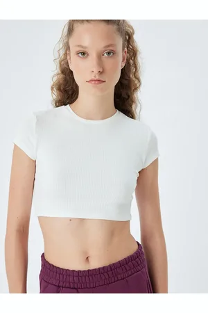 Koton Kurzes Sport-t-shirt Mit Rundhalsausschnitt – Kurzärmliges Camisole Mit Schmaler Passform für Damen - XL