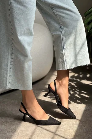 NİŞANTAŞI SHOES Ponnie Schwarze Kilim-schuhe Mit Spitzem Zehenbereich für Damen - 39