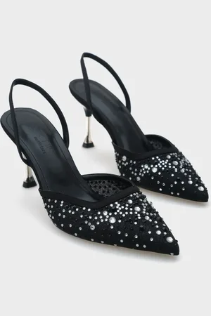 Capone Outfitters Rhona Mid Heeled Mesh Complete Stone Metal Heeled Stilvolle Schuhe für Damen - 40