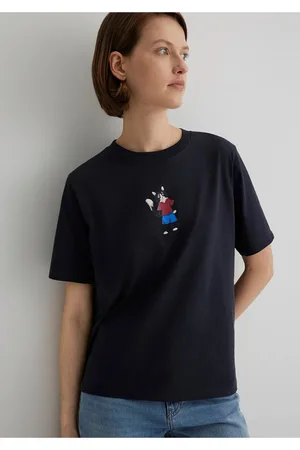 Mavi Anthrazitfarbenes T-shirt Mit Katzen-print, Reguläre Passform -70087 für Damen - S