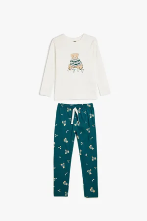Koton Langärmliges Pyjama-set Aus Baumwolle Mit Teddybär-muster für Damen - 11–12 Jahre