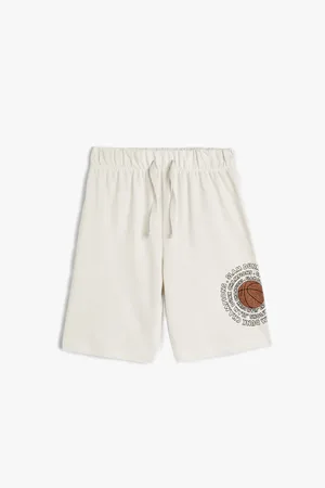 Koton Baumwollshorts Mit Basketball-print Und Bindegürtel für Herren - 6–7 Jahre
