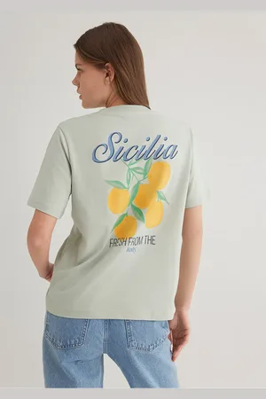 Mavi Sicilia Bedrucktes Grünes T-shirt Mit Normaler Passform / Normaler Passform -71464 für Damen - XS