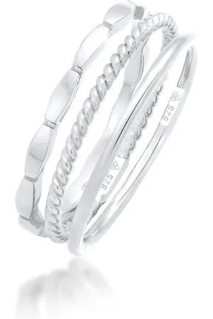 Elli Ring Aus 925er Silber, 3er-set – Stapelring, Stapelbares Klebeband für Damen - 56