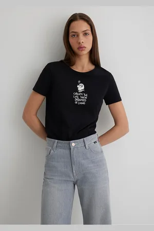 Mavi Schwarzes T-shirt Mit Katzen-print Slim Fit / Slim Fit -900 für Damen - M