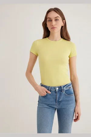 Mavi Gelbes Mathematik-basic-t-shirt Mit Eng Anliegendem Schnitt für Damen - L