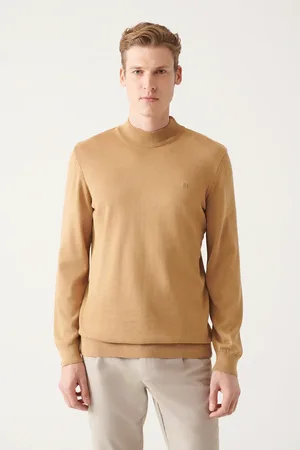 Avva Beigefarbener Rollkragenpullover Aus Wollmischung E 005015 für Herren - XL