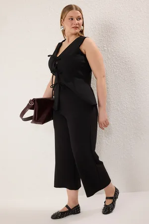 Trendyol Schwarze Culotte-hose In Übergröße Mit Hohem Taillenausschnitt – für Damen - 4XL