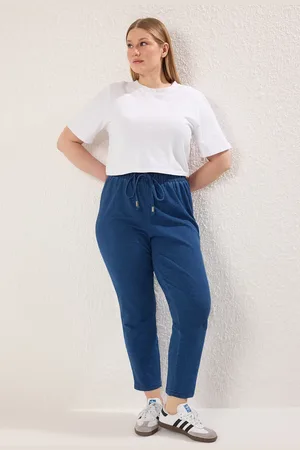 Trendyol Marineblaue Strickhose Mit Elastischem Bund für Damen - 2XL