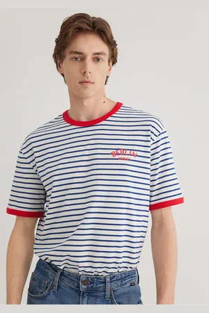 Mavi Berlin Bedrucktes Gestreiftes Unisex-t-shirt Mit Lockerer Passform / Lockerer, Entspannter Passform -70899 für Damen - M