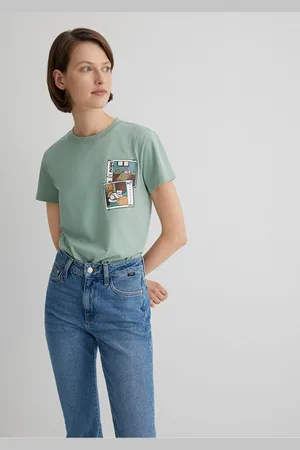 Mavi Grünes T-shirt Mit Katzen-print Semi Slim Fit / Semi Slim Fit -71787 für Damen - S