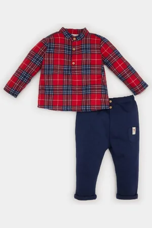 DeFacto Baby Boy Neujahr Bedrucktes Langarm-flanell-set Mit 2 Stück für Herren - 1–3 Monate
