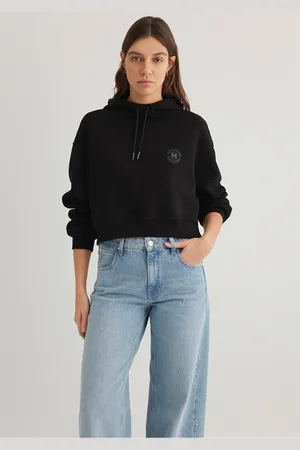 Mavi Schwarzes Crop-sweatshirt Mit Patch-logo Und Kapuze 1s10305-900 für Damen - M