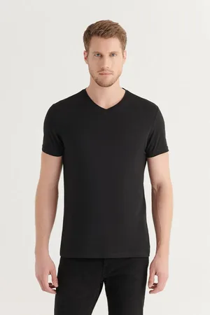 Avva 100% Baumwolle V-ausschnitt T-shirt E 001001 für Herren - M
