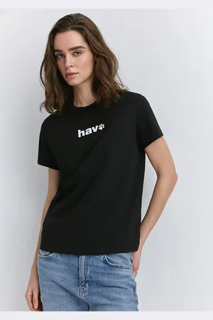 Mavi Schwarzes T-shirt Mit Luftdruck, Reguläre Passform -900 für Damen - XS