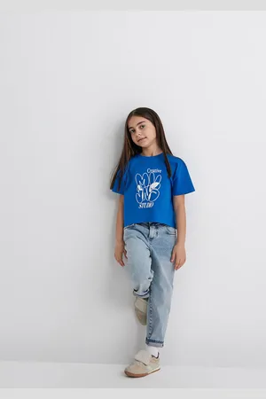 Mavi Mvjns Bedrucktes, Bauchfreies Blaues T-shirt Mit Lockerer Passform/lockere, Entspannte Passform -70910 für Damen - 3–4 Jahre