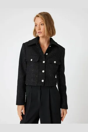 Koton Kurze Tweedjacke – Knopfleiste Und Pattentaschendetail für Damen - 42