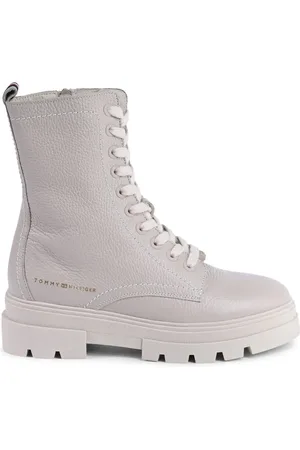 Tommy Hilfiger Stylische Stiefel Mit Keilabsatz – Gummisohle, Logo | Creme | Fw0fw06732-bitter für Damen - 41