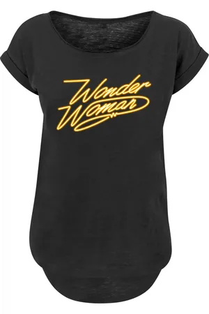 F4NT4STIC Dc Comics Wonder Woman 84 Neon Mit Ladies Long Slub Tee für Damen - 5XL