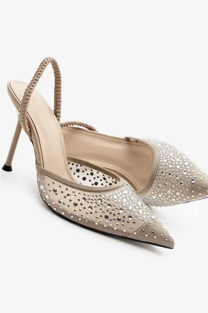 Marjin Stiletto Spitze Zehe Stein Mesh Zurück Elastische Hochhackige Schuhe Margi für Damen - 38